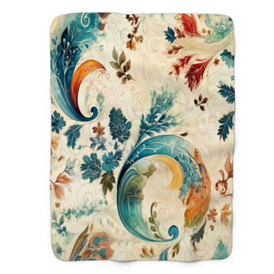 Paisley Watercolor - 1 Piece Premium Sherpa Blanket