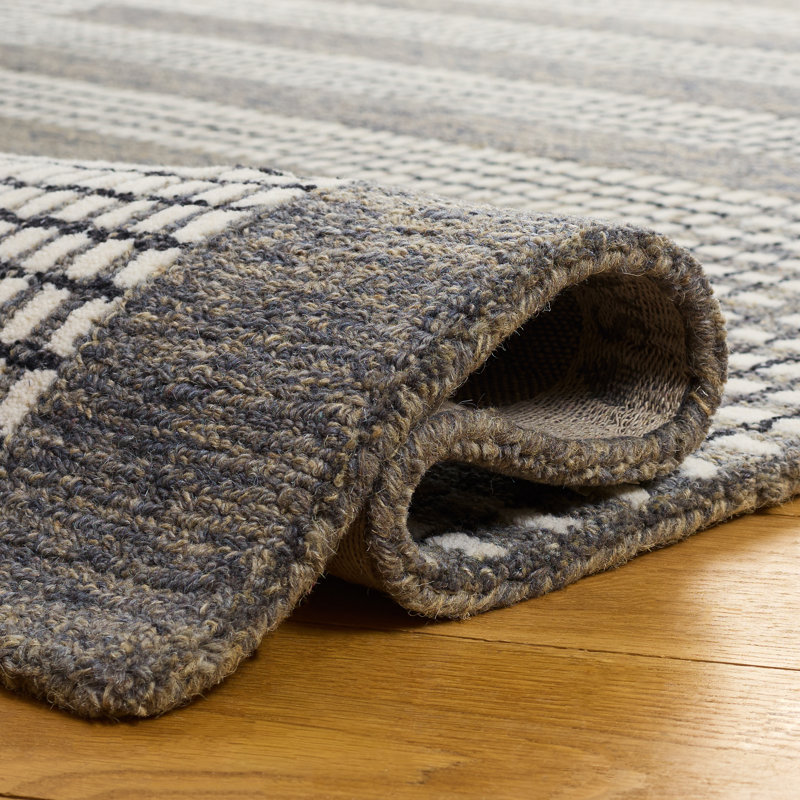 Striped Hand-Tufted Wool Area Rug, Square 6'