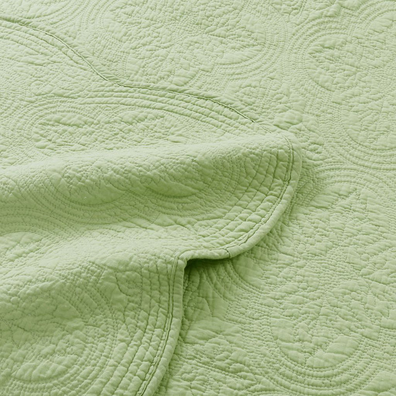 Ensemble réversible standard Terin, Courtepointe pour lit simple + 1 taie décorative, Vert
