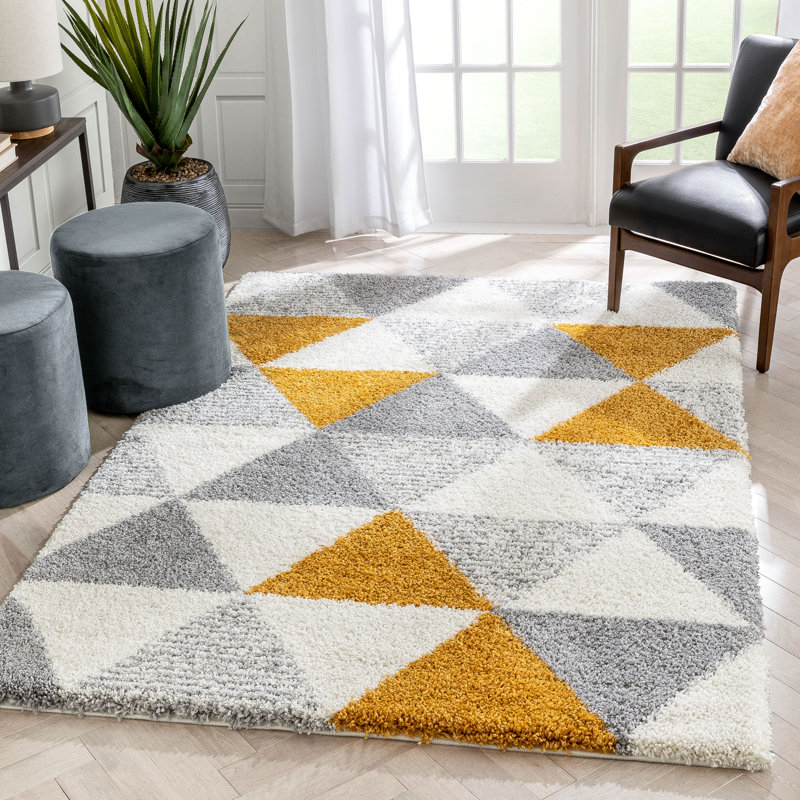 Arden Power Loom Yellow/Grey Rug, Rectangle 120 x 160cm