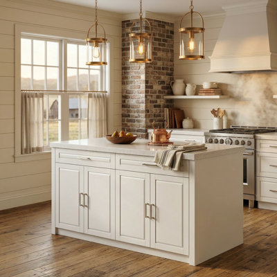 61"W Kitchen Island with Seating, Power Outlet, USB Ports, 2 Drawers, 2 Double-Door Cabinets 