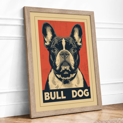 Bull Dog Portrait Vintage - Framed Print