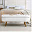 Repose-pieds de rangement ovale en tissu avec pieds en bois d'hévéa, parfait pour une utilisation polyvalente et sans encombrement