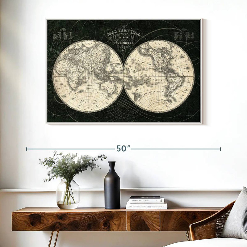 Monde français Licata noir et blanc, Cadre flottant blanc, 43 po x 29 po