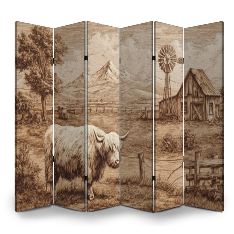 Paravent rustique 6 panneaux paravent Royal Vintage sépia Highland, 6, H 71 po x l 96 po x P 1 po