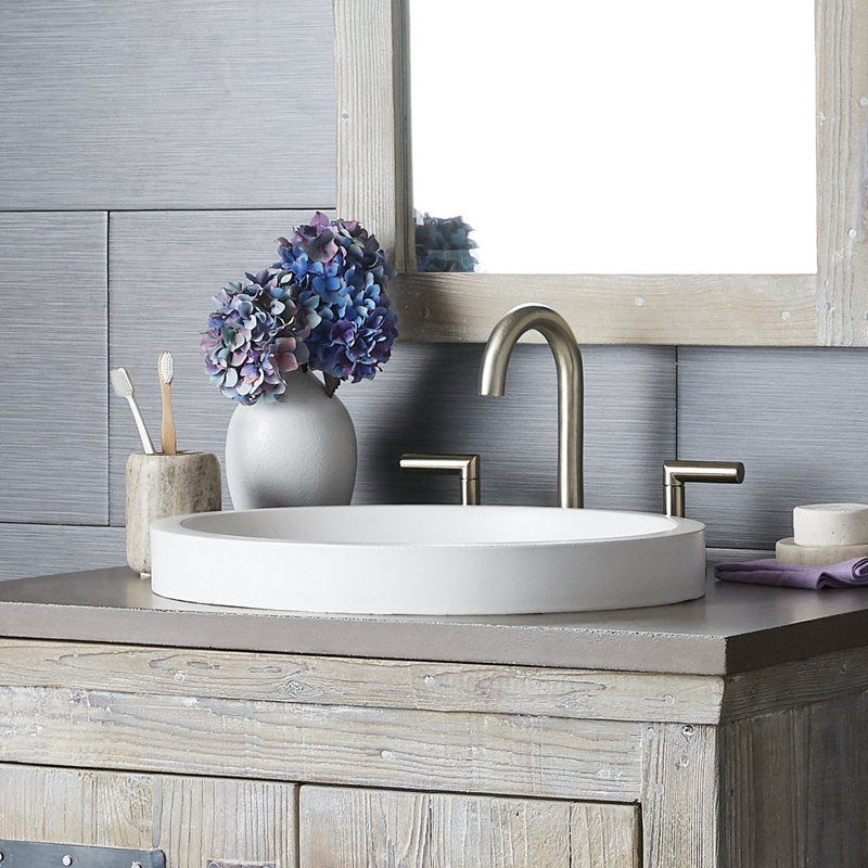 Tolosa Stone Handmade Oval Drop-in Bathroom Sink, Sand