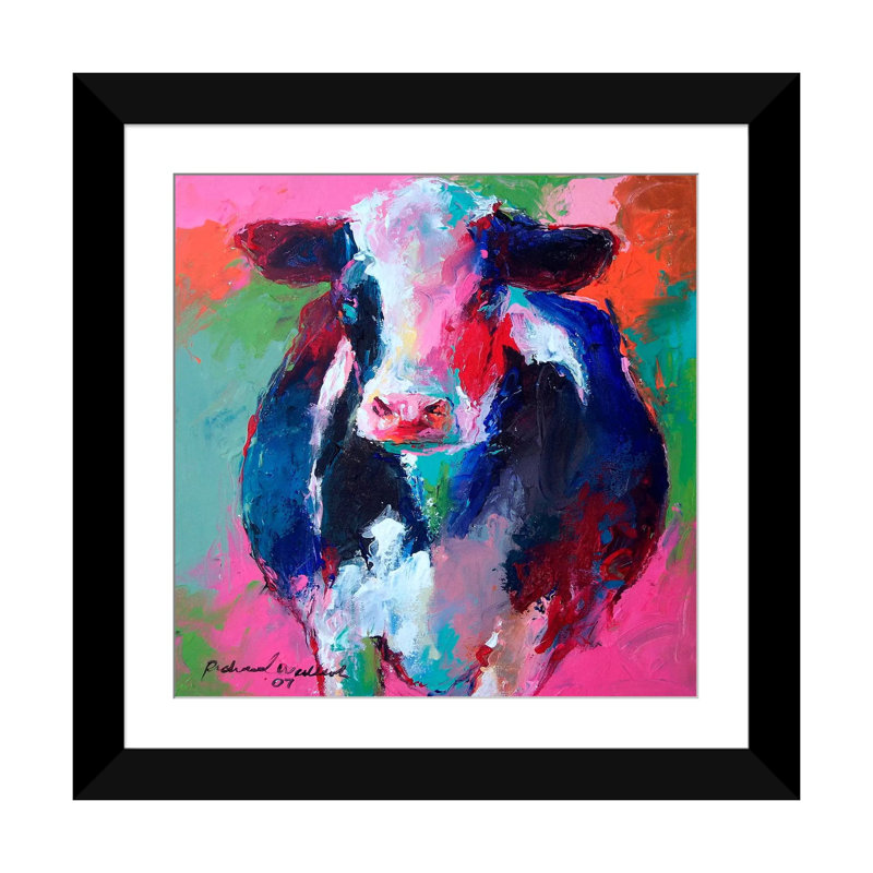 «Cow II», impression sur toile, Papier d'art encadré noir, H 24 po x l 24 po x P 1 po, Blanc