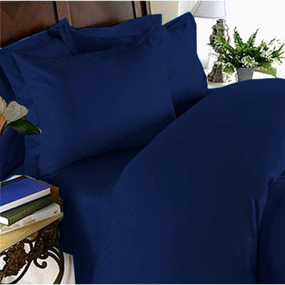 UltraSoft WrinkleFade Resistant 1500 Premium Hotel Quality Microfiber 4-Piece Sheet Set - Dark Blue - Flat Sheet, Fitted Sheet, 2 Pillowcases