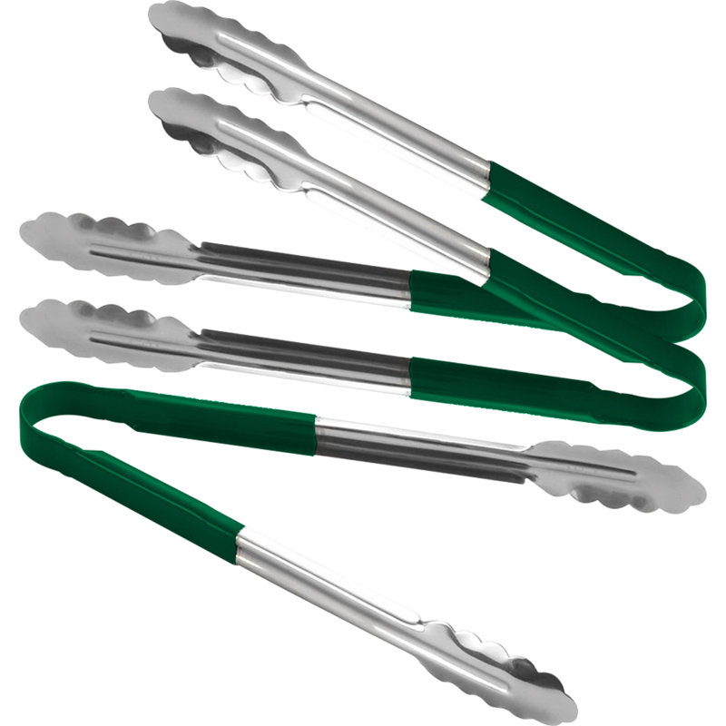 Stainless Steel Tongs 12", Green, 38.1cm