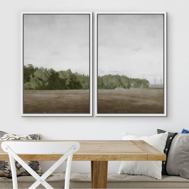 «Green Mountain Hillest Landscape», 2 pièces, Blanc, H 24 po x l 16 po