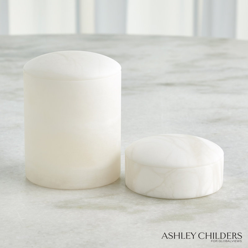 Gala Alabaster Canister-Tall, White