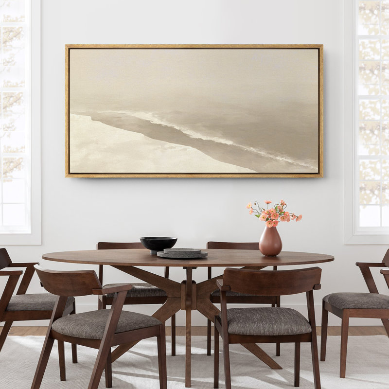 Grande impression sur toile encadrée, reproduction de paysage de plage abstraite neutre pour décor moderne, Naturel