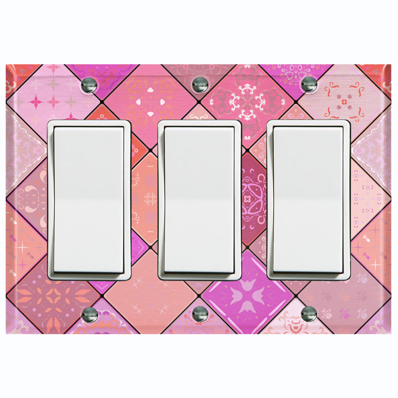 Plaque murale berçante en métal 3 bandes, Rose/mauve