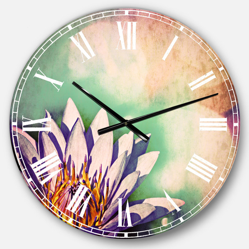 Fleur de lotus mauve en fleurs - Horloge murale traditionnelle, Moyen
