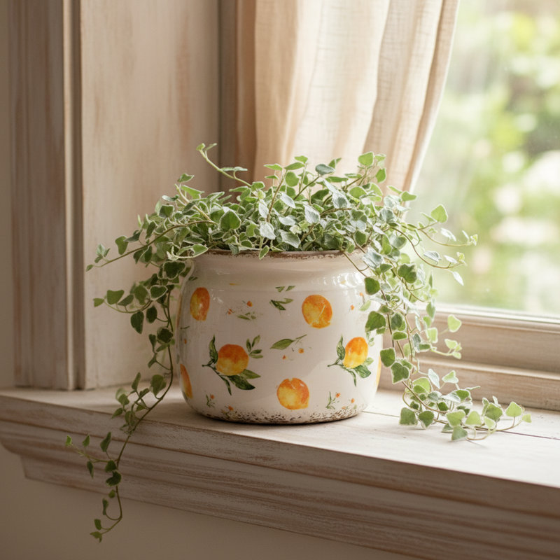 Pot de fleurs et vase en céramique Adairsville Country Cottage, Citron