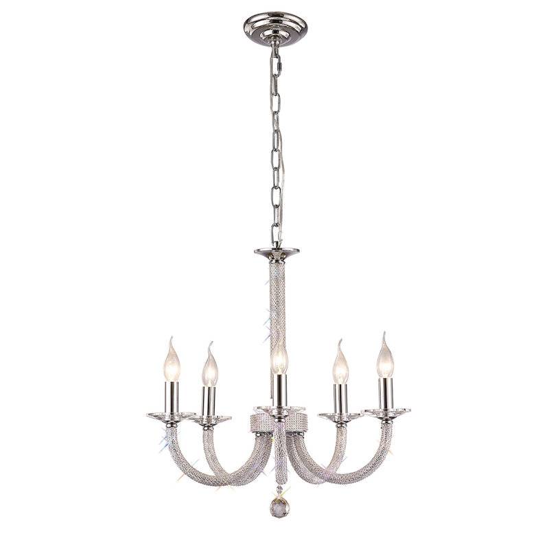 Gelnett 5 - Light Candle Style Chandelier, Black Chrome