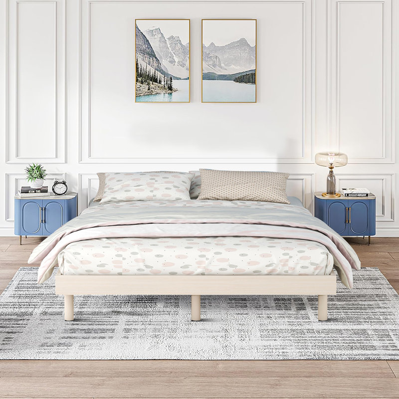 Lit double Angilee, Blanc délavé