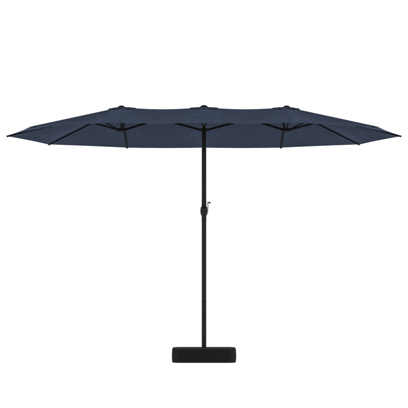 Parasol de patio à double face de 180 po de largeur avec support , Marine