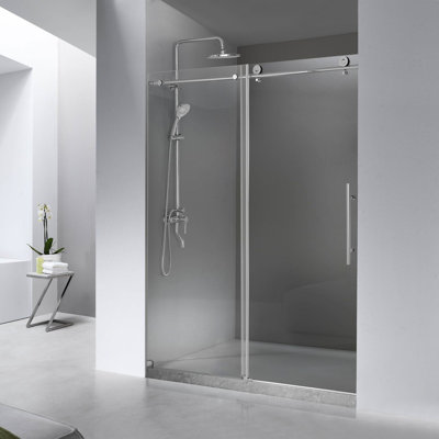 56" - 60" W x 60" H Single Sliding Frameless Shower Door with 5/16" (8mm) Tempered Glass