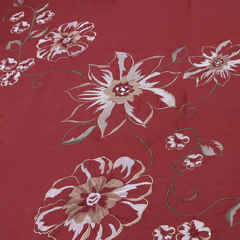 7-Piece Floral Embroidered Comforter Set, California King Comforter + 2 King Shams