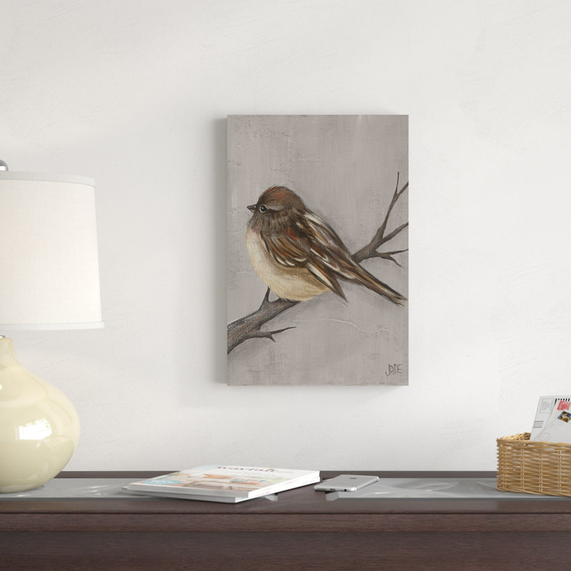 «Winter Bird III», peinture sur toile, H 18 po x l 12 po