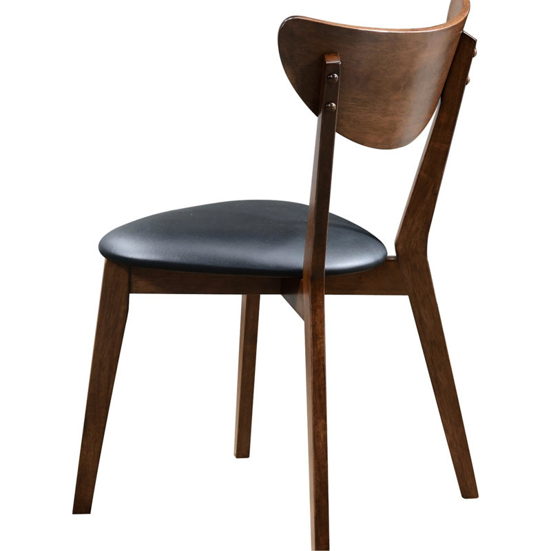 Chaises Mid-Century modernes, finition noyer foncé, base noire