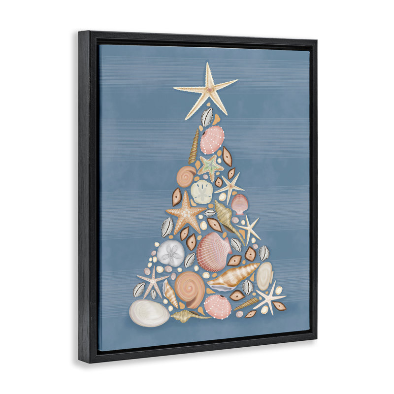 «Coastal Christmas Seashell Tree», art mural sur toile flottante, design par Darlene Seale, H 21 po x l 17 po