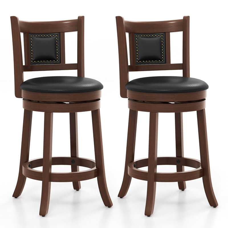 Radomil Swivel Upholstered Counter Stool with Solid Wood Frame, Counter Stool (25.5" Seat Height), 2