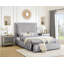 Cadre de lit luxueux pour lit très grand 1pc, revêtu d'un tissu en chenille doux, tête de lit haute et rembourrée, avec un pied de lit élégant et fonctionnel, offrant un rangement caché et des meubles de chambre à coucher de couleur étain