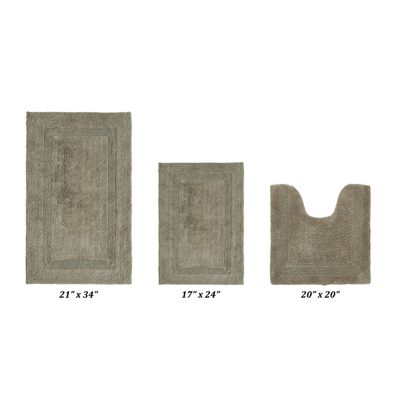 Annerose Premium 100% Cotton 3 Piece Bath Rug Sets, Machine Washable, Super Absorbent & Tufted Weave Reversible Bath Mat for Bathroom, Shower, and Tub, Oeko-Tex Certified Bathroom Rugs