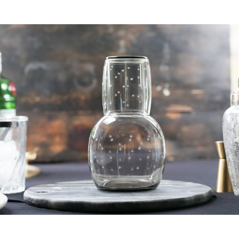 2 - Piece Crystal Carafe Set, Clear/Black