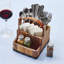 Barrel-Inspired Wine Country Flatware Caddy with Distinguished Leather Handle