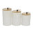 Ceramic Textured White Decorative Jars with Wood Lids and Beaded Accents Set