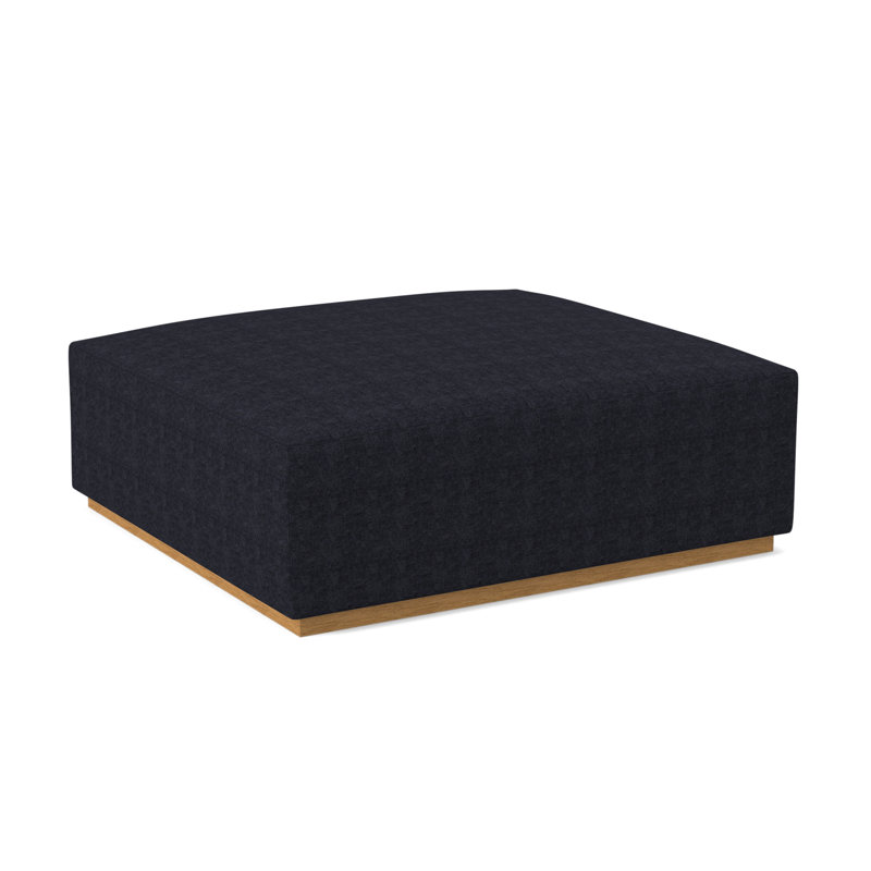 Club Upholstered Ottoman, Amber, Venice Navy 100% Polyester