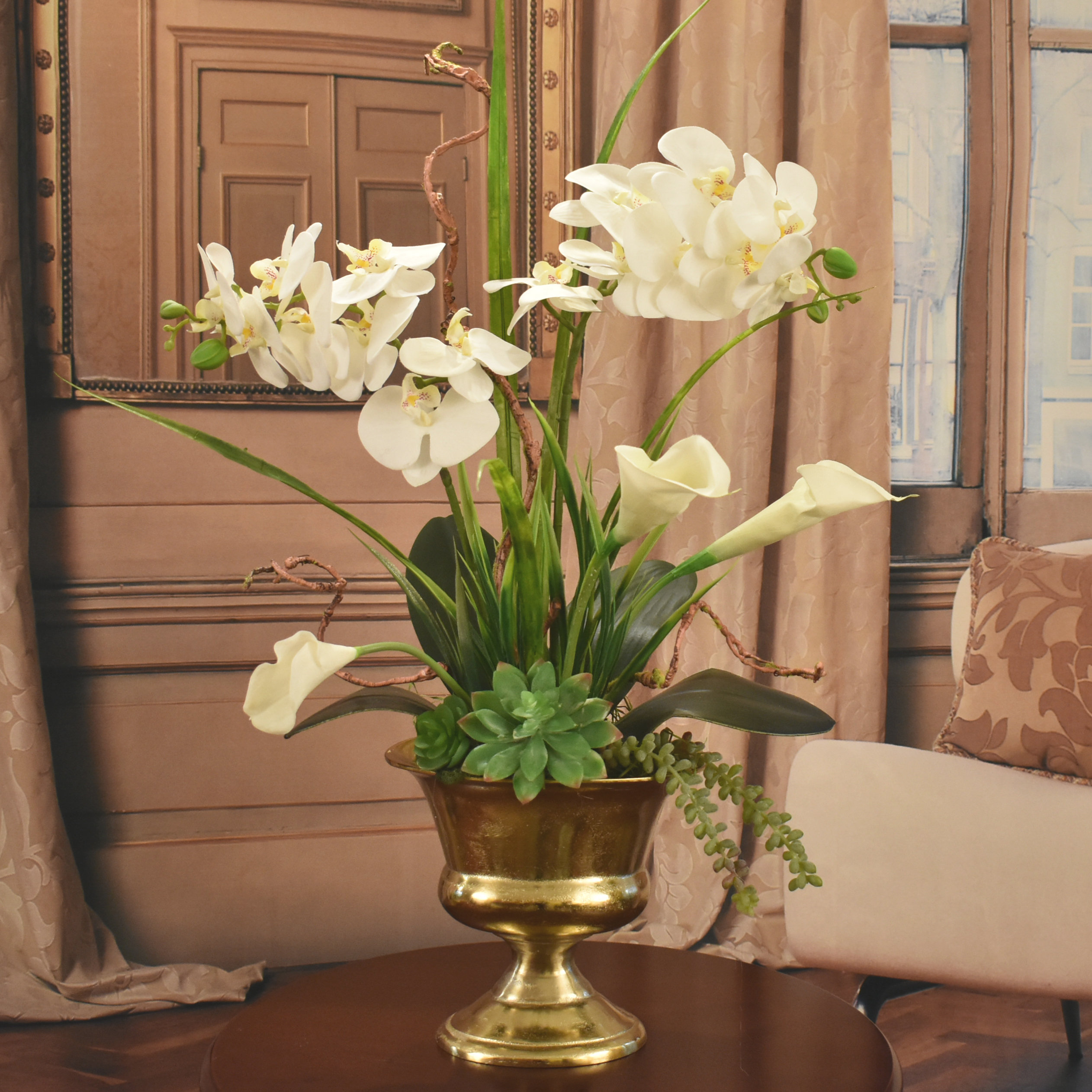 Primrue Orchid and Lilies Floral Arrangements in Vase | Wayfair