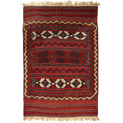 Tapis rétro noué à la main Bakhtiari 5 pi 5 po x 7 pi 11 po