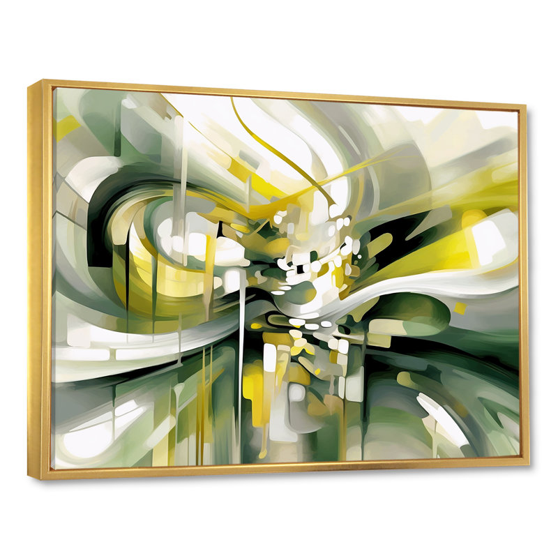 Dynamic Waveforms II - art mural sur toile scandinave, Cadre flottant doré, H 16 po x l 32 po x P 1 po