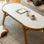 Blanc / pierre frittée couleur bois de cerisier + table basse ovale en bois massif-109242846