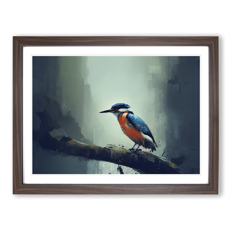 Kingfisher Bird Vol.7 - Framed Print, 34cm H x 46cm W x 2cm D, Walnut