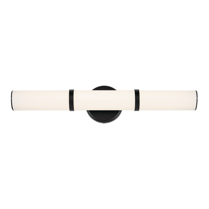 24.25" Bath Bar Medium LED with White Glass, Satin Black