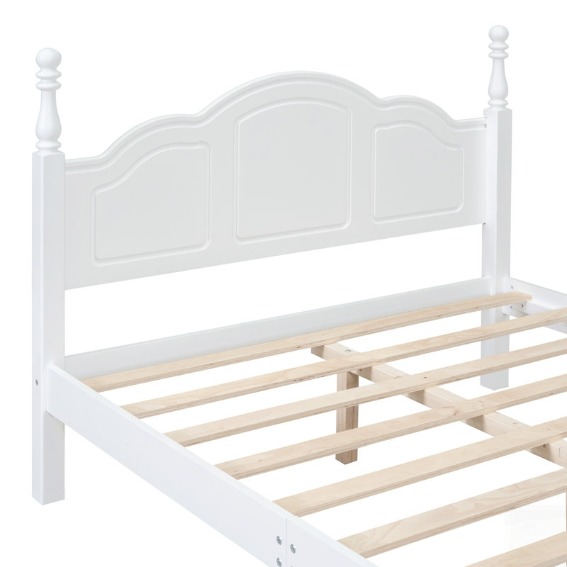 Structure de lit plateforme en bois avec style rétro, support de lattes en bois et fabrication en pin robuste pour un sommeil confortable