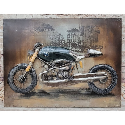 Clic Bmw, moto, peinture à l'huile tridimensionnelle avec toile métallique