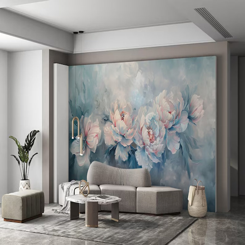 Papier peint Soft Misty Peony Bloom, L 108 po x l 96 po