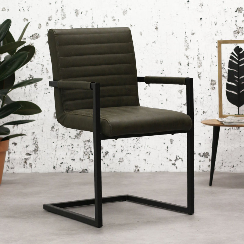 Xander 49cm H PU Upholstered Side Chair, Green
