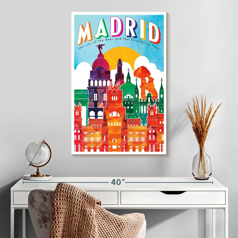 Affiche rétro de Madrid, Madrid, H 30 po x l 20 po