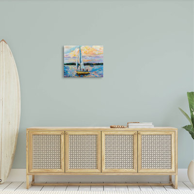 Vivid Nautical Sailboat Landscape by Jeanette Vertentes - Wrapped Canvas Painting