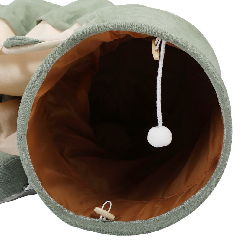 Lit pour chat avec tunnel extensible, recouvert de tissu, rembourré de coton PP, tunnel télescopique facile à nettoyer pour les animaux de compagnie, lit rempli et rembourré, coussin inférieur