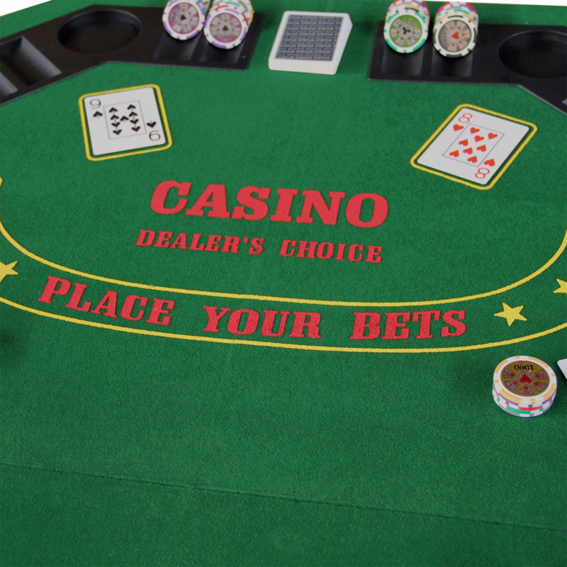 Tapis de table de poker pliable de 48 po pour 8 joueurs Texas Holdem Octogone