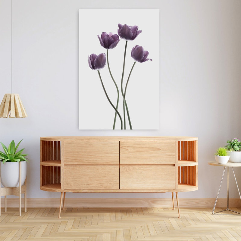 Tulipes mauves, art contemporain de tulipes, H 48 po x l 32 po