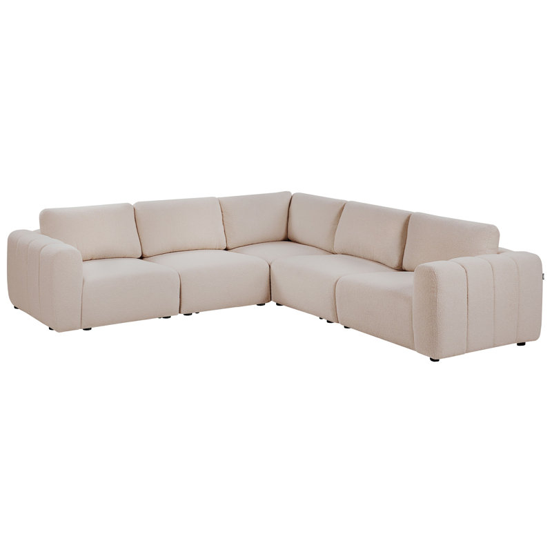 Blerata 5 Seater Corner Sofa, Beige Boucle, Left Hand Facing
